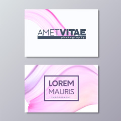 Naklejka premium Art abstract pink business card template. Paint brush colorful smudge emblem design.