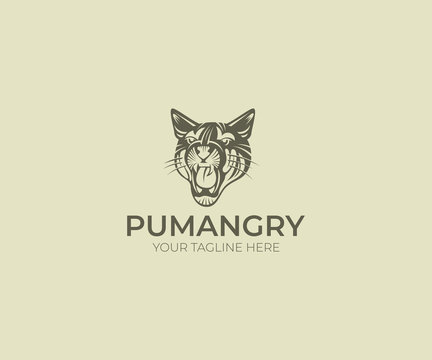Puma Logo Template. Cougar Vector Design. Animal Silhouette. Predator Illustration