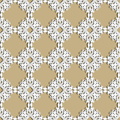 Seamless pattern patchwork of white plates, ornaments. Can be used for wallpapers, surface textures, textiles, coatings, etc.