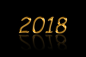 Vector Illustration 2018 Gold Leaf with Reflection