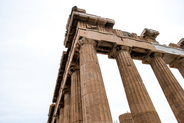 Close up of Parthenon temple in Acropolis hill of Athens, Greece