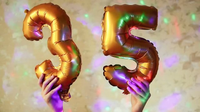 Anniversary concept, golden number 35 air balloons 