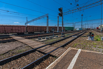 Fototapeta premium the loaded train and the blue sky