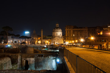Fototapeta na wymiar Roman Forum by night, Rome