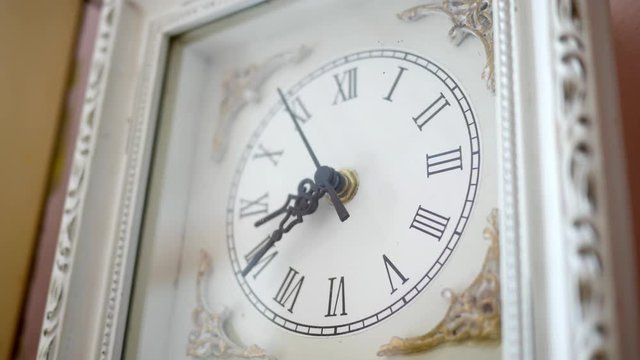 Antique White clock ticking in ambient environment Angle 2