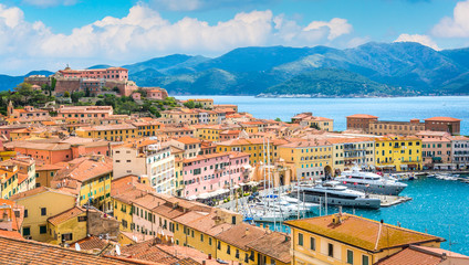 Panoramic sight of Portoferraio in Elba Island, Tuscany, Italy. - obrazy, fototapety, plakaty