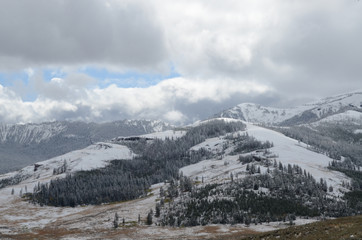 Fototapeta na wymiar Snow on the mountan