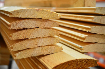 A stack of ready sawn boards close-up.