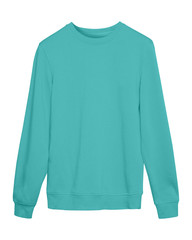 Azure cyan blue sport blank sweatshirt isolated on white