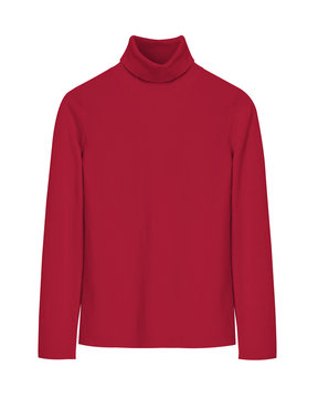 Red Turtleneck Sweater Isolated White