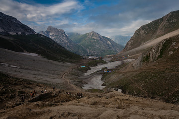 On the way - Amarnath Yatra, 2. day from Sheshnag to the camp-town of Amarnath cave, Kashmir, India