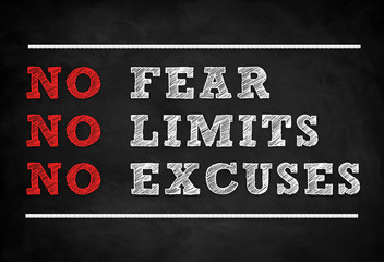 No Fear - No Limits - No Excuses - obrazy, fototapety, plakaty