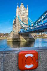 Tower Bridge and lifeguard in London, UK - obrazy, fototapety, plakaty