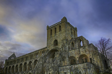 Fototapeta premium A HDR photo from below of the Jedburgh Abbey in the borderlands of Scotland