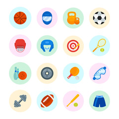 Fototapeta premium Set Vector Flat Icons of Sports Equipment