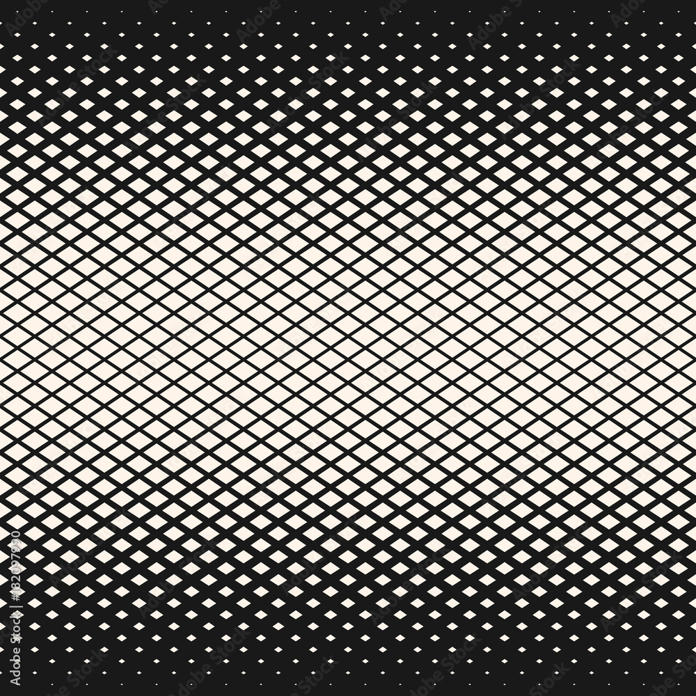 Wall mural vector halftone geometric seamless pattern with rhombuses, diamond shapes, mesh. halftone pattern. g