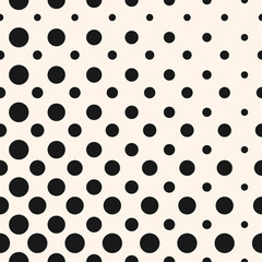 Diagonal halftone dots vector seamless pattern. Circles geometric texture