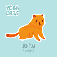 Sticker with cute cat practicing yoga - 182098749