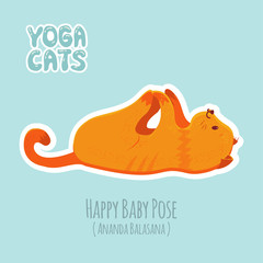 Sticker with cute cat practicing yoga - 182098780