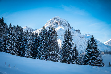 Snowy mountains in Lech, Austria