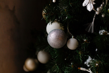 Beautiful decorated christmas tree holiday background