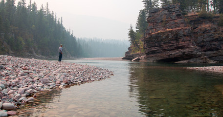 Confluence where the Flathead and Spotted Bear Rivers meet in the Bob Marshall wilderness area...