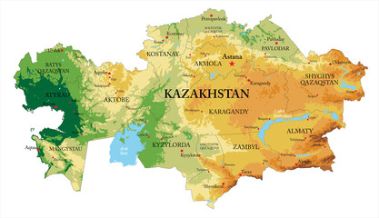 Kazakhstan relief map
