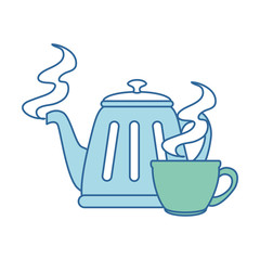 teapot elegant with cup vector illustration design