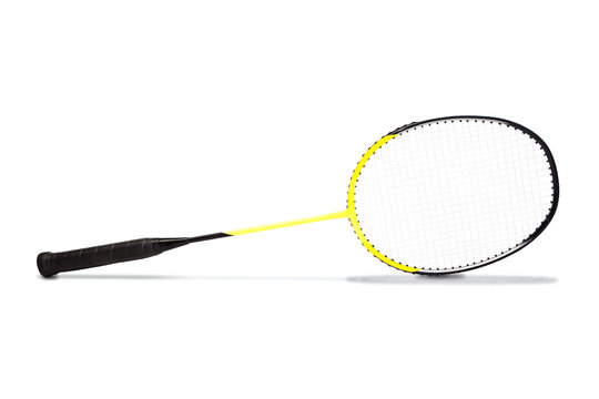 Yellow Graphite Badminton Racket Isolated on White
