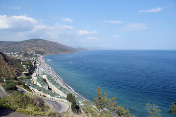 Obraz premium Landscape view to the mountains and sea. Coast of the Black Sea, Crimea 