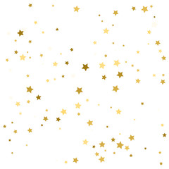 Gold stars. Golden confetti. Confetti celebration. Vector illustration