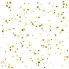 Holiday background with little golden stars isolated on white