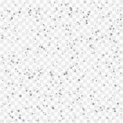 Stock illustration. Silver falling stars on a transparent background