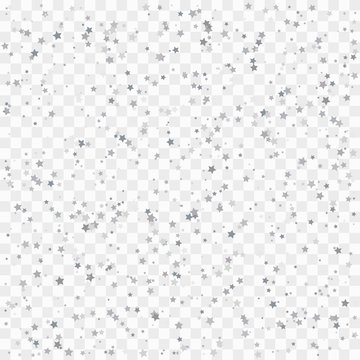 Stock illustration. Silver falling stars on a transparent background
