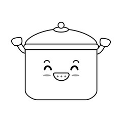 kitchen pot kawaii character vector illustration design
