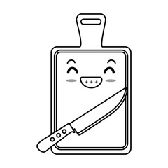kitchen board with knife kawaii character vector illustration design