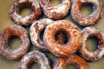 Platter of fresh sugar donuts