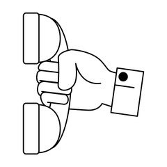 hand with telephone icon vector illustration design