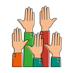 hands up isolated icon vector illustration design