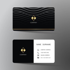 Modern business card template design. With inspiration from the abstract. Contact card for company. Two sided black and white . Vector illustration. 