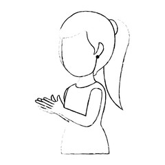 woman applauding avatar character vector illustration design
