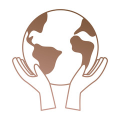 hands with world planet earth icon vector illustration design