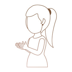 woman applauding avatar character vector illustration design