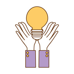 hand human with bulb light vector illustration design