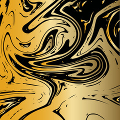 Fototapeta premium Gold Marble Background. Vector Square Marbling Texture on Black. VIP Rich Golden Splash, Celebration Design Element or Product Cover. Stone Engraving. Golden Marble Background Glitter Acrylic Pattern