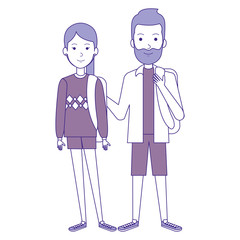 students couple avatars characters vector illustration design