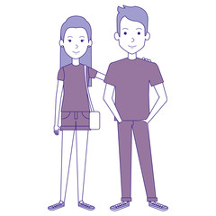 lovers couple avatars characters vector illustration design