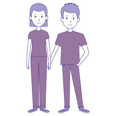 lovers couple avatars characters vector illustration design