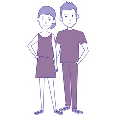 lovers couple avatars characters vector illustration design