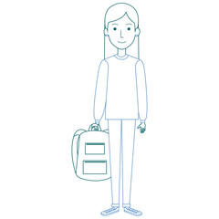 beautiful woman with school bag avatar character vector illustration design